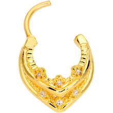 Load image into Gallery viewer, 16G 3/8 Gold Tone Pretty Princess Hinged Septum Ring
