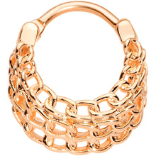 Load image into Gallery viewer, 16G 3/8 Rose Gold Tone Triple Chain Hinged Septum Ring
