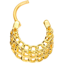 Load image into Gallery viewer, 16G 3/8 Gold Tone Triple Chain Hinged Septum Ring

