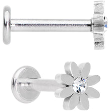 Load image into Gallery viewer, Clear Gem Multicolor Internally Threaded Flower Labret Set of 4

