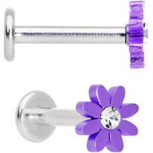 Load image into Gallery viewer, Clear Gem Multicolor Internally Threaded Flower Labret Set of 4
