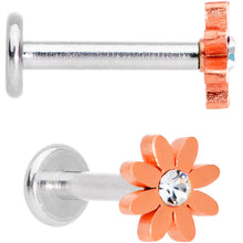 Load image into Gallery viewer, Clear Gem Multicolor Internally Threaded Flower Labret Set of 4
