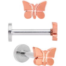 Load image into Gallery viewer, 16G MultiColor Internally Threaded Butterfly Labret Set of 4
