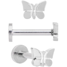 Load image into Gallery viewer, 16G MultiColor Internally Threaded Butterfly Labret Set of 4
