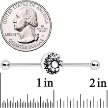 Load image into Gallery viewer, 14G Crescent Moon with Star Dangle Industrial Barbell 38mm
