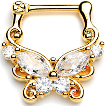 Load image into Gallery viewer, 16G 5/16 Clear CZ Gem Gold Tone Butterfly Cartilage Clicker
