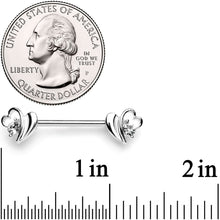 Load image into Gallery viewer, 14G 9/16 Clear Gem Love Wave Barbell Nipple Ring Set
