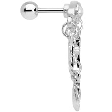 Load image into Gallery viewer, 16G 1/4 Clear Gem Eye Feather Dangle Cartilage Tragus Earring
