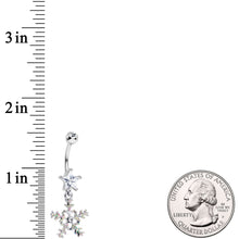 Load image into Gallery viewer, Clear Gem Iridescent Secret Snowflake Dangle Belly Ring
