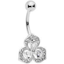 Load image into Gallery viewer, Clear Gems Art Deco Luxe Glamour Leaves Dangle Belly Ring
