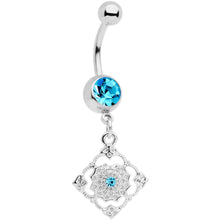Load image into Gallery viewer, Blue Gem Art Deco Antique Style Elegance Dangle Belly Ring

