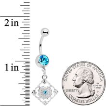 Load image into Gallery viewer, Blue Gem Art Deco Antique Style Elegance Dangle Belly Ring
