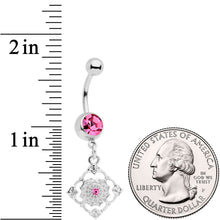 Load image into Gallery viewer, Pink Gem Art Deco Antique Style Elegance Dangle Belly Ring
