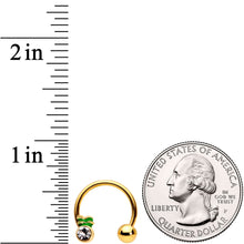 Load image into Gallery viewer, 14G 9/16 Clear Gem Gold Tone Pineapple Horseshoe Nipple Ring Set

