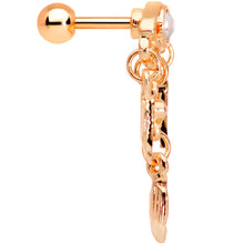 Load image into Gallery viewer, 16G Clear Gem Rose Gold Tone Eye Feather Cartilage Tragus Earring
