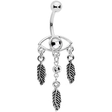 Load image into Gallery viewer, Clear Gem Vision of Feathers Dangle Belly Ring
