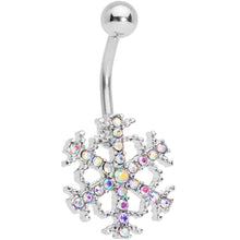Load image into Gallery viewer, Clear Gem Holiday Season Winter Snowflake Belly Ring Set of 4
