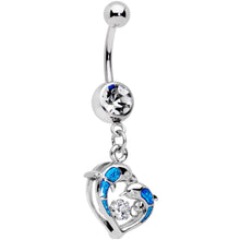 Load image into Gallery viewer, Clear CZ Gem Abstract Glitter Dancing Dolphin Dangle Belly Ring
