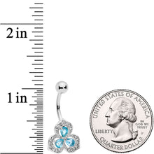 Load image into Gallery viewer, Blue Clear Gems Art Deco Luxe Glamour Leaves Dangle Belly Ring
