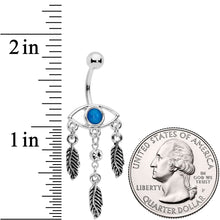 Load image into Gallery viewer, Blue Clear Gem Vision of Feathers Dangle Belly Ring
