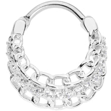 Load image into Gallery viewer, 16G 3/8 Clear CZ Gem Chain Hinged Septum Ring
