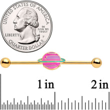 Load image into Gallery viewer, 14G Pink Planet Saturn Industrial Barbell 38mm
