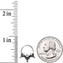 Load image into Gallery viewer, 16G 3/8 Clear CZ Gem Triangle Triad Seamless Circular Ring
