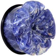 Load image into Gallery viewer, Natural Blue Sodalite Tropical Flower Single Flare Plug Set Sizes 6mm to 25mm
