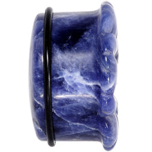 Load image into Gallery viewer, Natural Blue Sodalite Tropical Flower Single Flare Plug Set Sizes 6mm to 25mm

