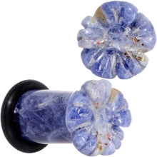 Load image into Gallery viewer, Natural Blue Sodalite Tropical Flower Single Flare Plug Set Sizes 6mm to 25mm
