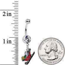 Load image into Gallery viewer, Clear Gem Happy Holidays Santas Sleigh Dangle Belly Ring
