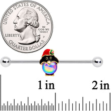 Load image into Gallery viewer, 14G Iridescent Orb Holiday Penguin Barbell 38mm
