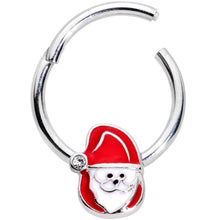 Load image into Gallery viewer, 16G 3/8 Clear Gem Happy Santa Hinged Segment Ring
