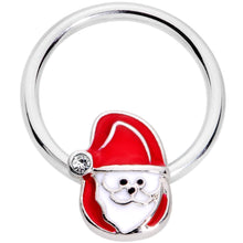 Load image into Gallery viewer, 16G 3/8 Clear Gem Happy Santa BCR Captive Ring
