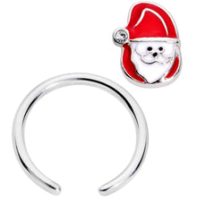 Load image into Gallery viewer, 16G 3/8 Clear Gem Happy Santa BCR Captive Ring
