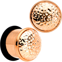 Load image into Gallery viewer, Rose Gold Tone Hammered Finish Single Flare Plug Set 6mm to 16mm Sizes
