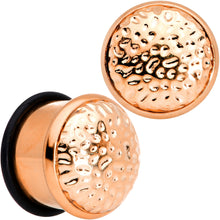 Load image into Gallery viewer, Rose Gold Tone Hammered Finish Single Flare Plug Set 6mm to 16mm Sizes
