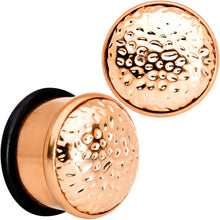 Load image into Gallery viewer, Rose Gold Tone Hammered Finish Single Flare Plug Set 6mm to 16mm Sizes
