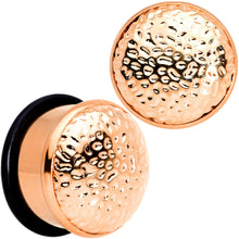 Load image into Gallery viewer, Rose Gold Tone Hammered Finish Single Flare Plug Set 6mm to 16mm Sizes
