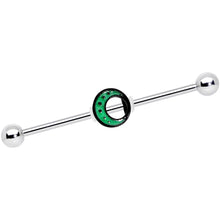 Load image into Gallery viewer, 14G Glow in the Dark Crescent Moon Industrial Barbell 38mm
