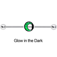 Load image into Gallery viewer, 14G Glow in the Dark Crescent Moon Industrial Barbell 38mm
