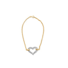 Load image into Gallery viewer, 10K Two Tone Gold 1/4 Cttw Diamond Encrusted Heart Charm 7" Bracelet (H-I Color, I1-I2 Clarity)
