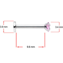 Load image into Gallery viewer, 16G 3/8 Pink Aurora Blue CZ Gem Labret Tragus Set of 3
