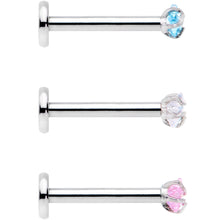 Load image into Gallery viewer, 16G 3/8 Clear Pink Blue Star CZ Gem Labret Tragus Set of 3
