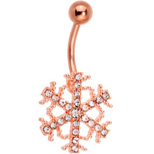 Load image into Gallery viewer, Clear Gem Snowflake Holiday Mix Belly Ring Set of 4

