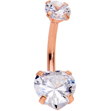 Load image into Gallery viewer, Clear Gem Rose Gold Hue Round Rhombus Heart Star Belly Ring Set of 4
