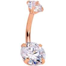 Load image into Gallery viewer, Clear Gem Rose Gold Hue Round Rhombus Heart Star Belly Ring Set of 4
