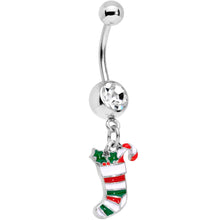 Load image into Gallery viewer, Clear Gem Hang Your Christmas Stocking Dangle Belly Ring
