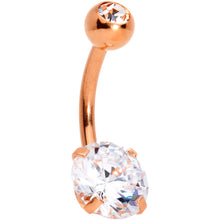 Load image into Gallery viewer, Clear Gem Rose Gold Tone Large and Small Gem Belly Ring
