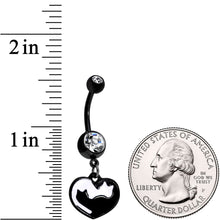 Load image into Gallery viewer, Clear Gem Black And White Cat Lover Silhouette Dangle Belly Ring
